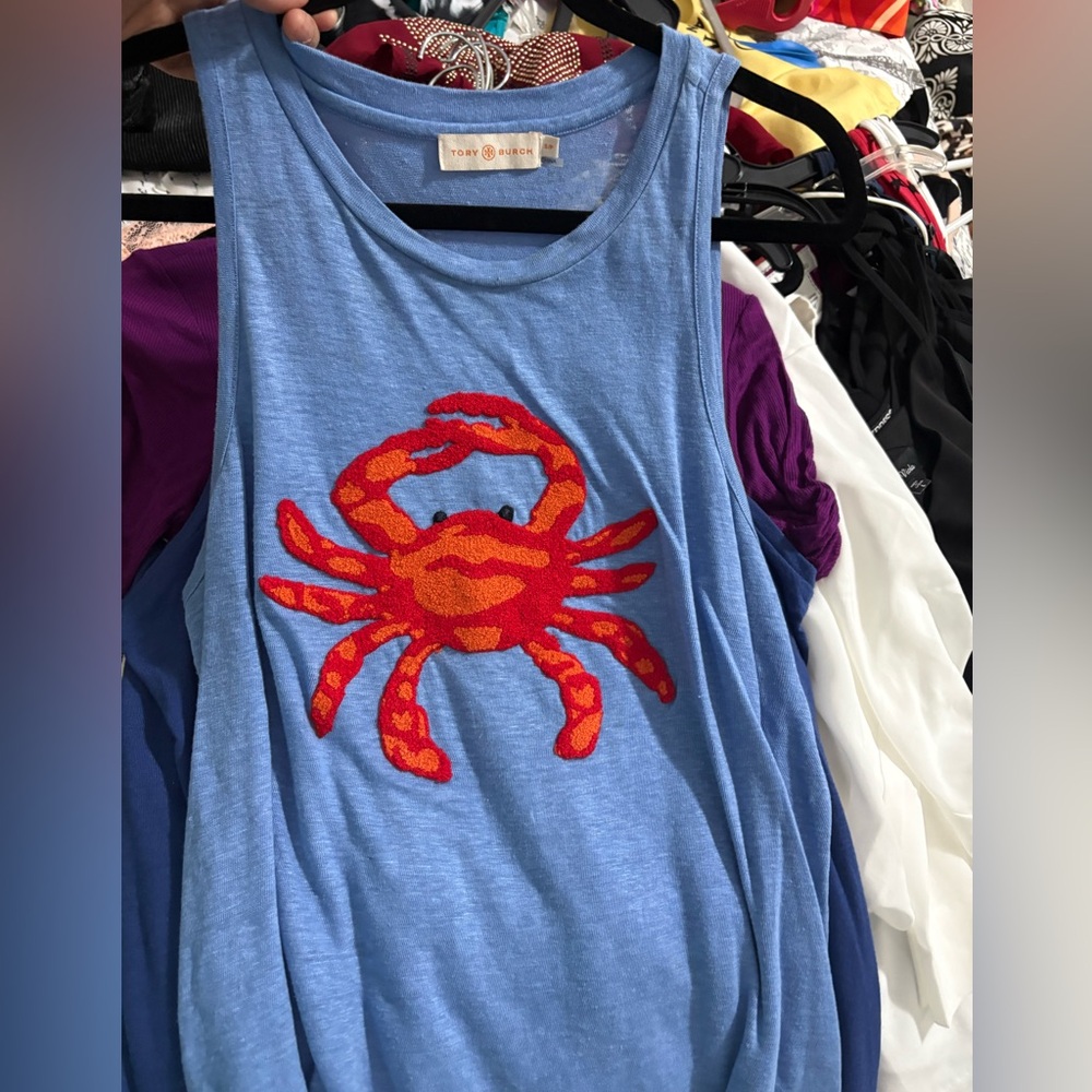 Tory Burch Blue Top with Red Accent